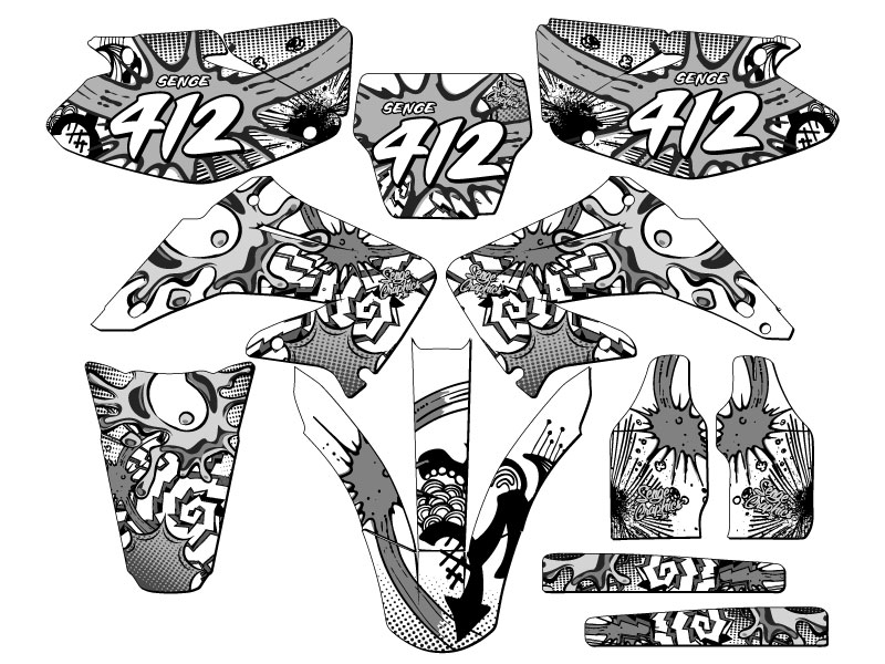 2004-2012 CR 250 R ZANY blanco Senge kit de gráficos compatible con Honda - Imagen 8 de 10
