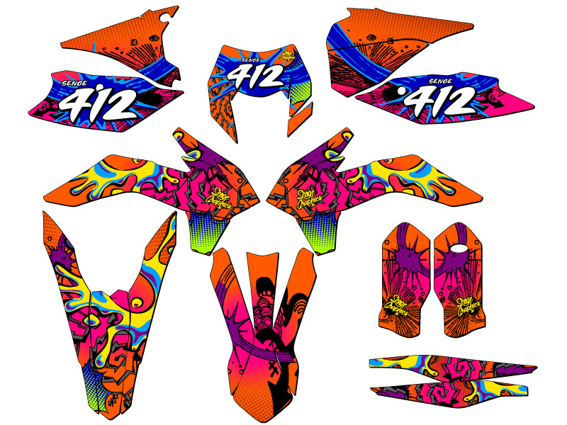2016 EXC-F ZANY Orange Senge Graphics Kit Compatible with KTM - Picture 8 of 10