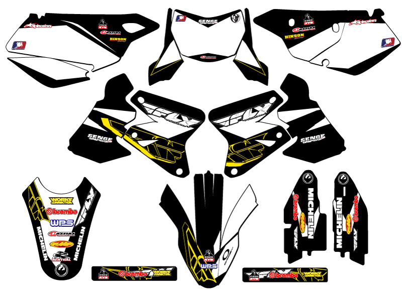 2005-2023 DRZ 400 SM 13 FLY Black Senge Graphics Kit Compatible with Suzuki - Bild 8 von 10