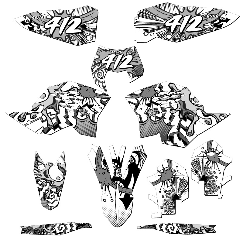2008-2011 EXC-F ZANY White Senge Graphics Kit Compatible with KTM - Picture 8 of 10