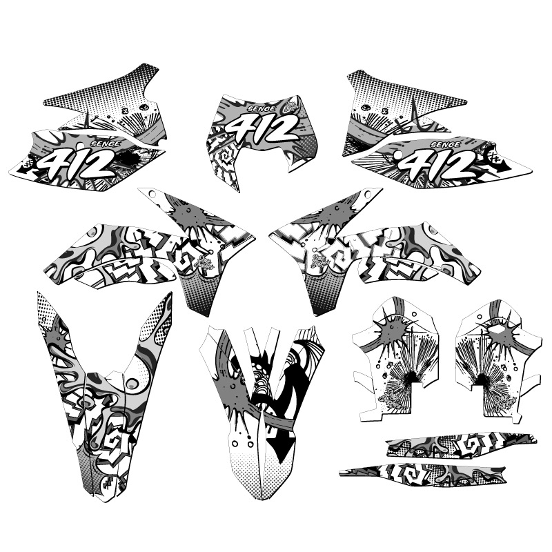 2012-2013 EXC-F ZANY White Senge Graphics Kit compatible con KTM - Imagen 8 de 10