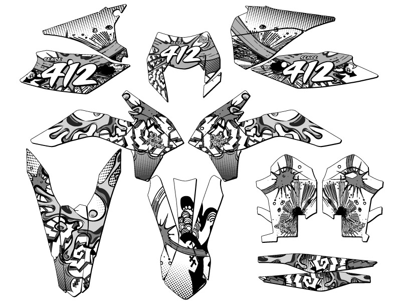 2014-2015 EXC-F ZANY White Senge Graphics Kit Compatible with KTM - Picture 8 of 10