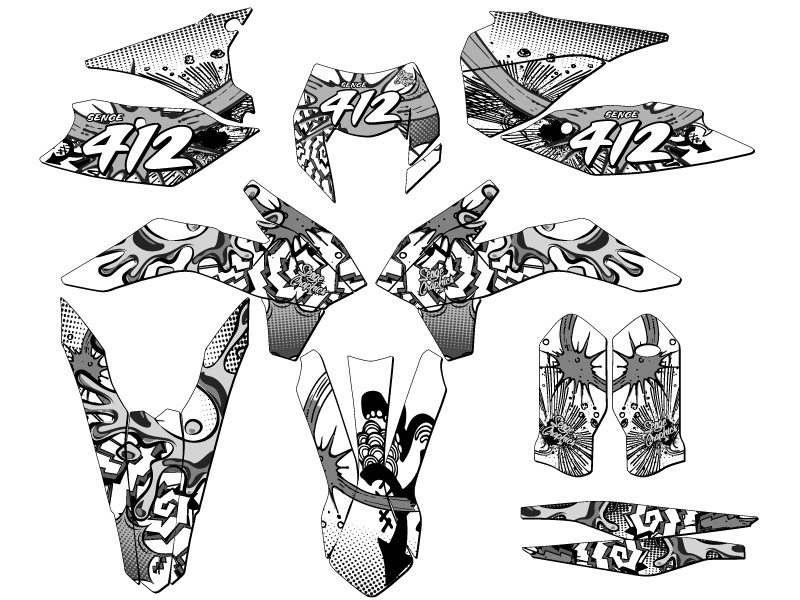 2016 EXC-F ZANY White Senge Graphics Kit Compatible with KTM - Picture 8 of 10