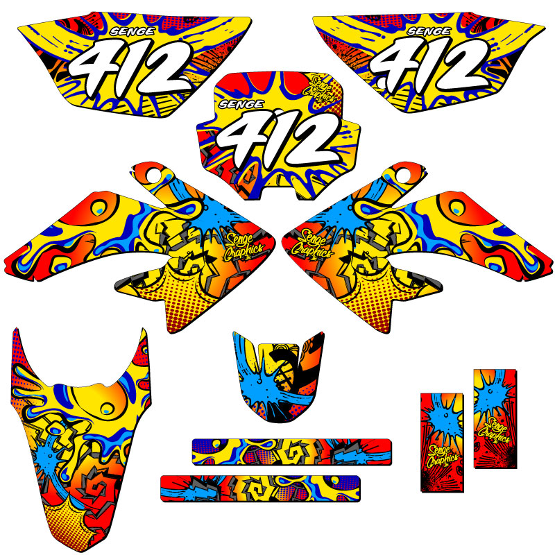 2011-2016 CRF 80 ZANY Red Senge Graphics Kit compatible con Honda - Imagen 8 de 10