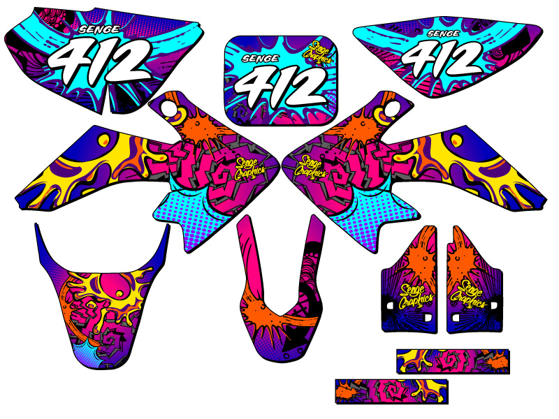 2004-2012 CRF 50 ZANY Pink Senge Graphics Kit Compatible with Honda - Picture 8 of 10