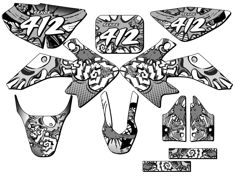 2004-2012 CRF 50 ZANY White Senge Graphics Kit Compatible with Honda - Picture 8 of 10