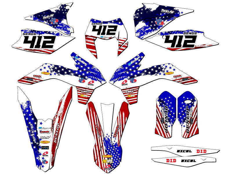 2016 EXC-F MERICA Usa Senge Graphics Kit Compatible with KTM - Picture 8 of 10