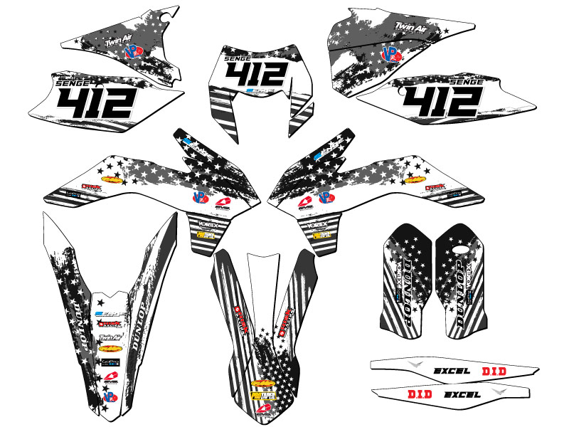 EXC-F MERICA 2016 gris Senge kit de gráficos compatible con KTM - Imagen 8 de 10
