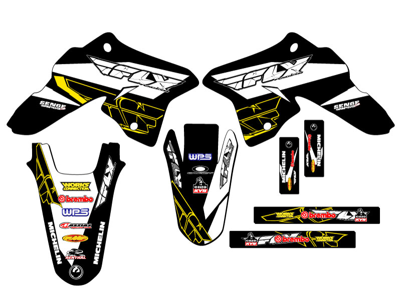 2008-2023 DRZ 125 13 FLY Black Senge Graphics Kit Compatible with Suzuki - Foto 2 di 10