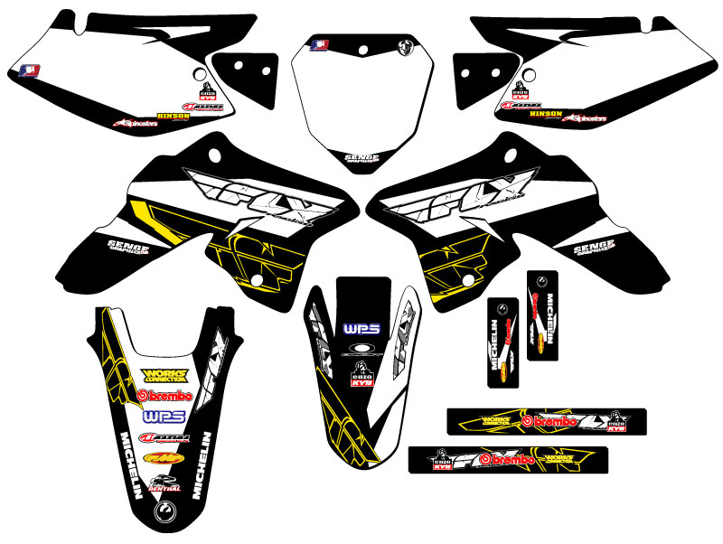 2008-2023 DRZ 125 13 FLY Black Senge Graphics Kit Compatible with Suzuki - Foto 5 di 10