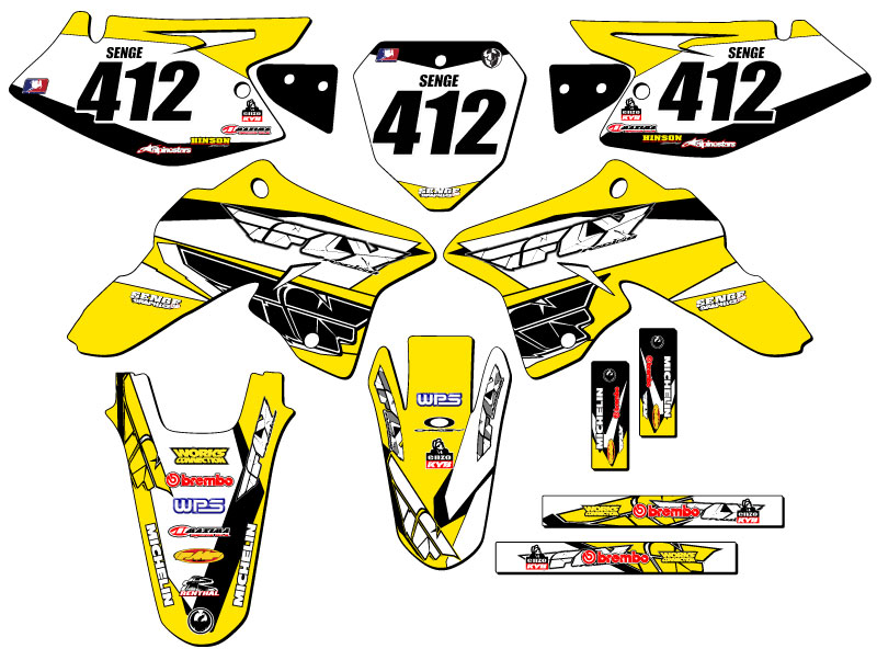 2008-2023 DRZ 125 13 FLY Yellow Senge Graphics Kit Compatible with Suzuki - Picture 2 of 10