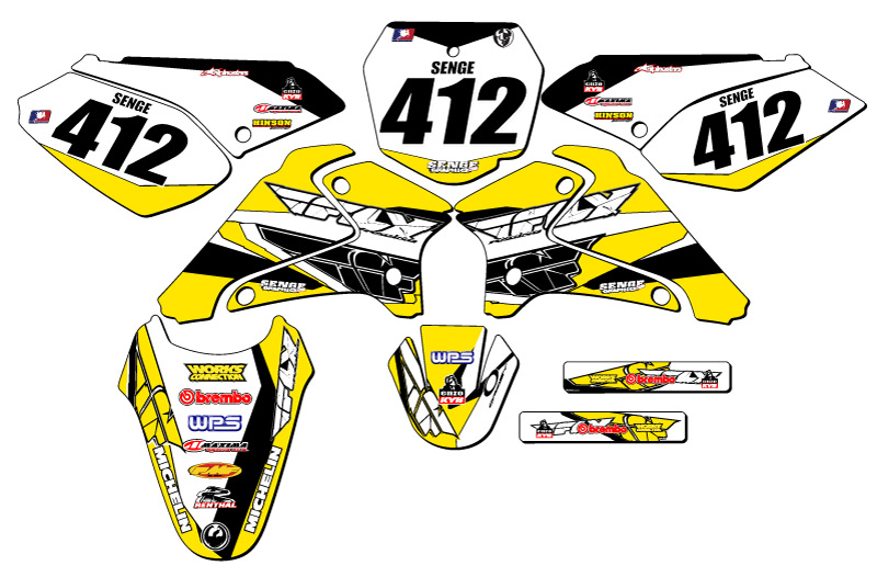 Kit de gráficos Senge amarillo 2001-2007 DRZ 125 13 FLY compatible con Suzuki - Imagen 2 de 10