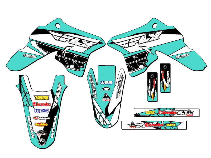 2008-2023 DRZ 125 13 FLY Turquoise Senge Graphics Kit Compatible with Suzuki - Foto 5 di 10