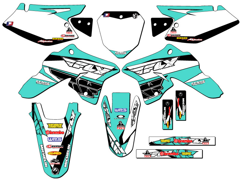 2008-2023 DRZ 125 13 FLY Turquoise Senge Graphics Kit Compatible with Suzuki - Foto 8 di 10
