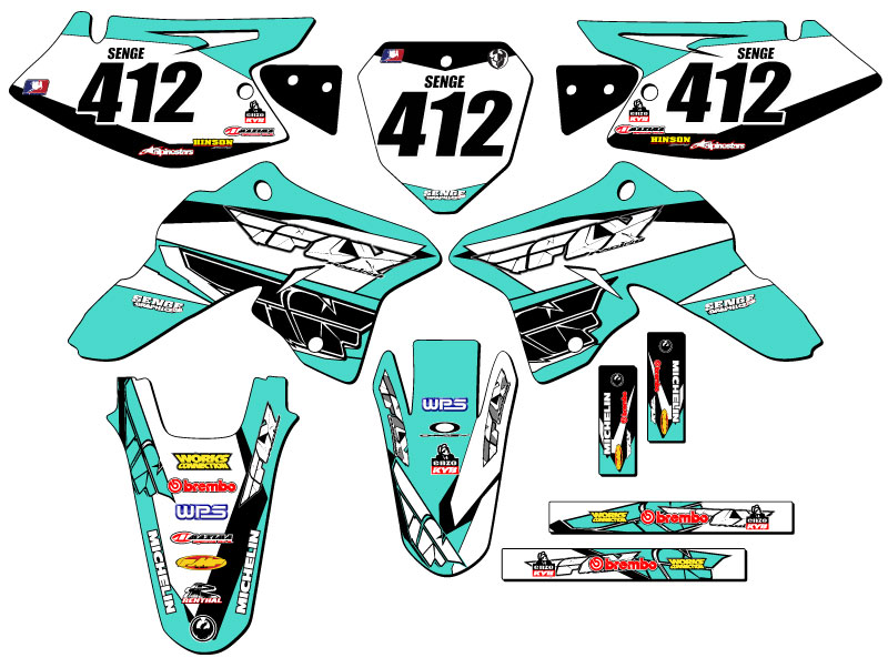 2008-2023 DRZ 125 13 FLY Turquoise Senge Graphics Kit Compatible with Suzuki - Foto 2 di 10
