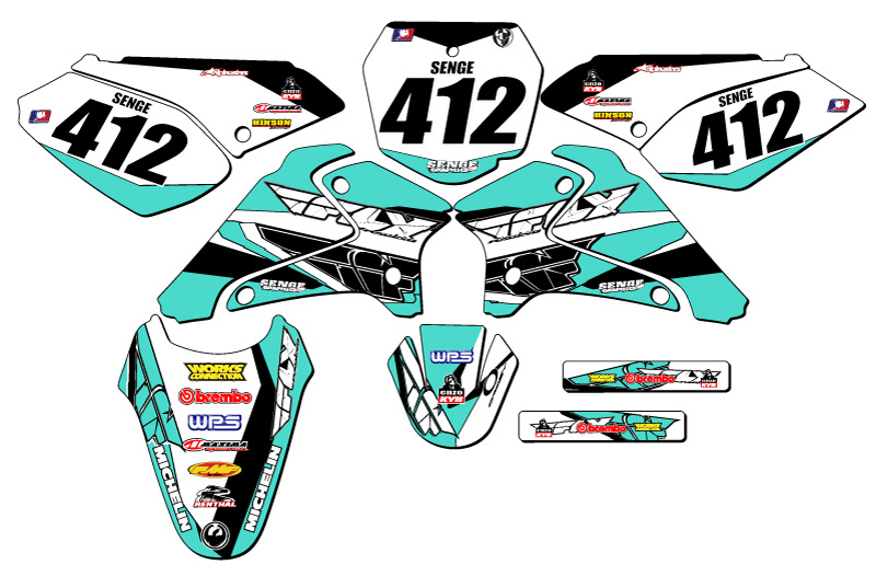2001-2007 DRZ 125 13 FLY Turquoise Senge Graphics Kit Compatible with Suzuki - Picture 2 of 10