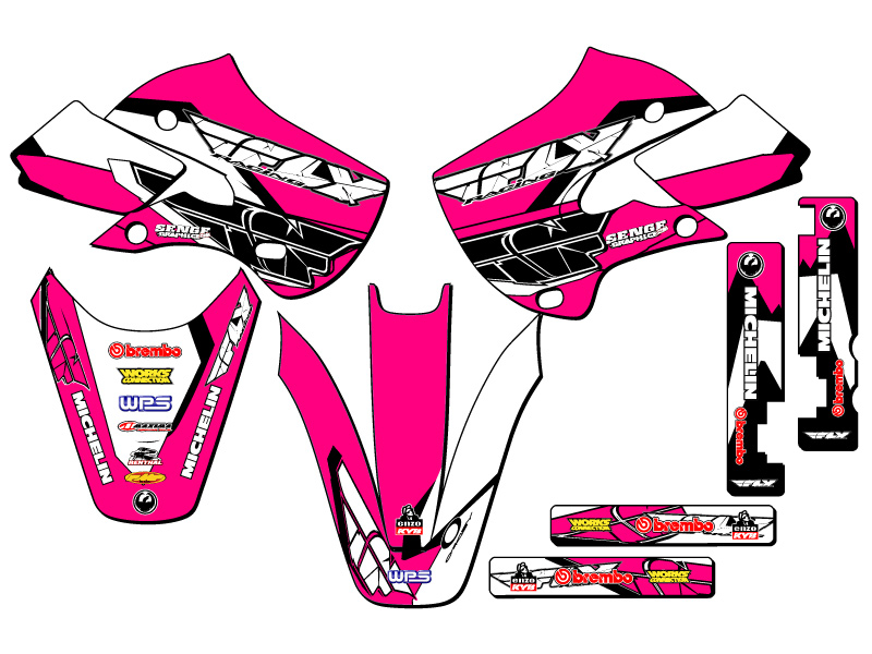 2000-2009 DRZ 110 13 FLY Pink Senge Graphics Kit compatible con Suzuki - Imagen 2 de 10