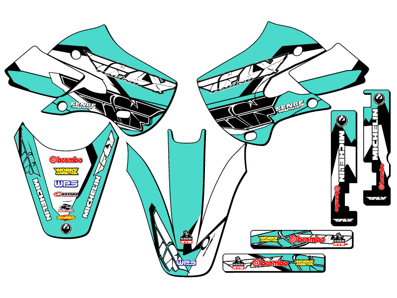Kit de gráficos Senge turquesa 2000-2009 DRZ 110 13 FLY compatible con Suzuki - Imagen 5 de 10