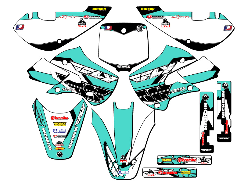 Kit de gráficos Senge turquesa 2000-2009 DRZ 110 13 FLY compatible con Suzuki - Imagen 8 de 10