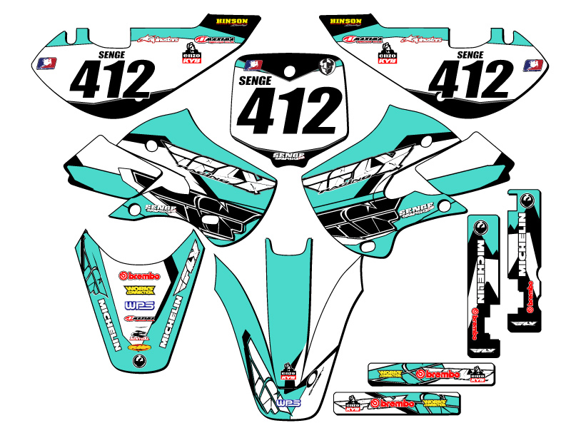 Kit de gráficos Senge turquesa 2000-2009 DRZ 110 13 FLY compatible con Suzuki - Imagen 2 de 10