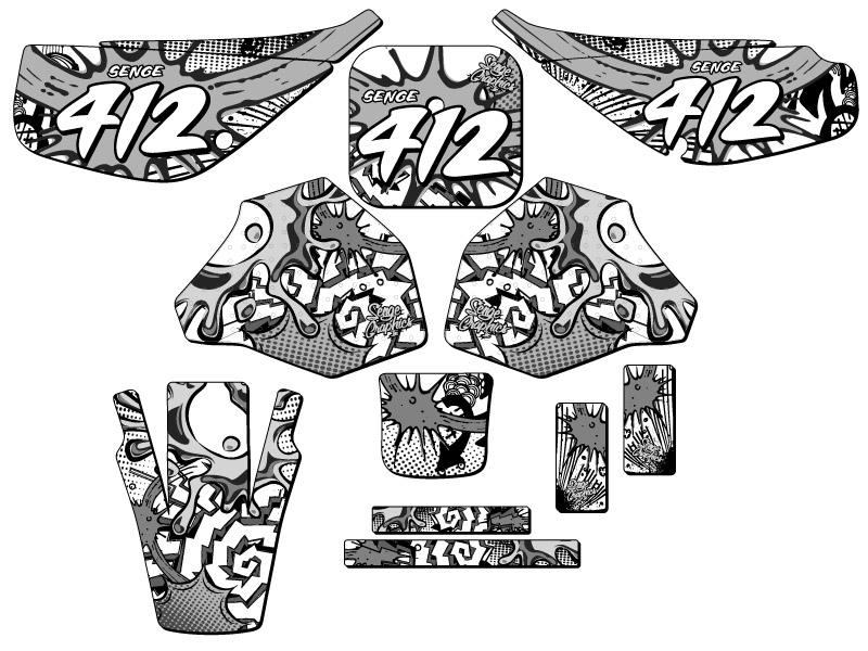1985-2000 XR 80 ZANY White Senge Graphics Kit Compatible with Honda - Picture 8 of 10