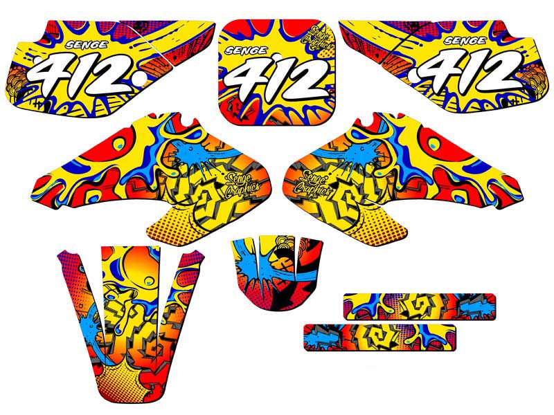 2001-2003 XR 70 ZANY Red Senge Graphics Kit Compatible with Honda - Picture 8 of 10