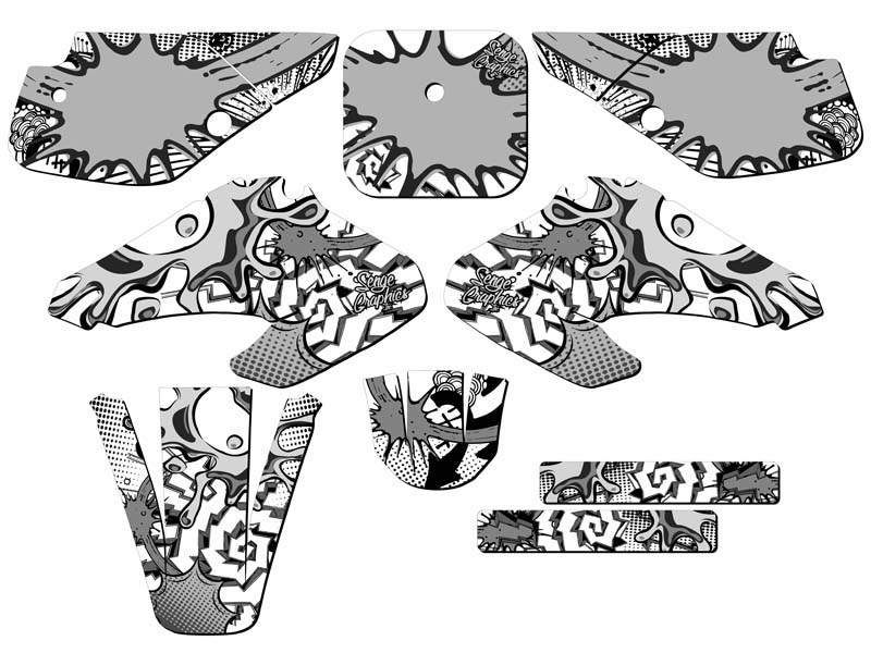 2001-2003 XR 70 ZANY White Senge Graphics Kit Compatible with Honda - Picture 5 of 10