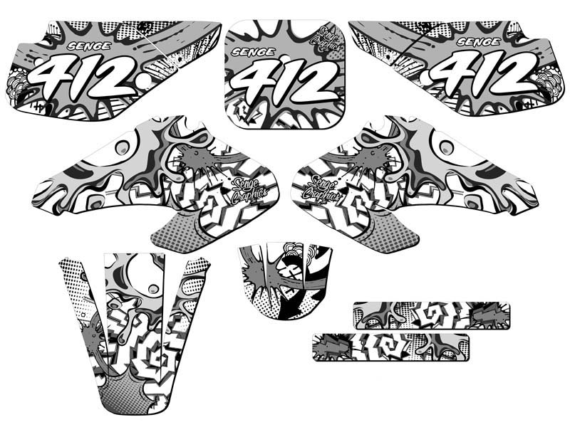 2001-2003 XR 70 ZANY White Senge Graphics Kit Compatible with Honda - Picture 8 of 10