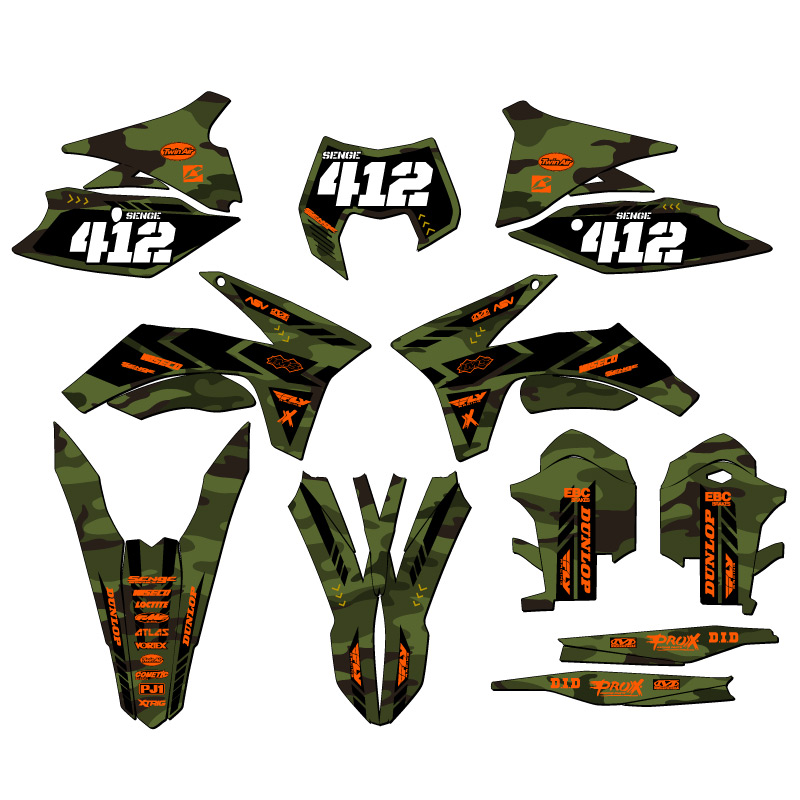 2012-2013 EXC-F APACHE Green Senge kit de gráficos compatible con KTM - Imagen 8 de 10