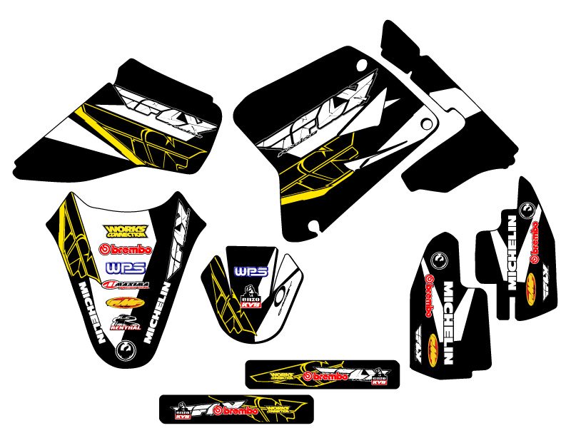 2001-2004 RM 85 13 FLY Black Senge Graphics Kit Compatible with Suzuki - Picture 2 of 10