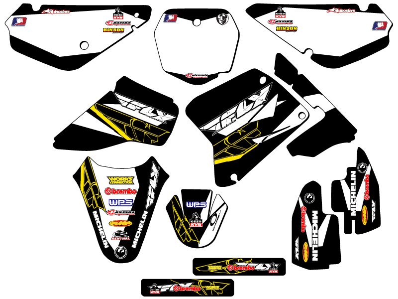 2001-2004 RM 85 13 FLY Black Senge Graphics Kit Compatible with Suzuki - Picture 5 of 10
