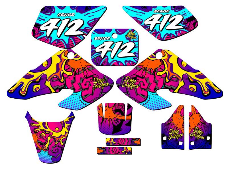 2000-2003 XR 50 ZANY Pink Senge Graphics Kit Compatible with Honda - Picture 8 of 10