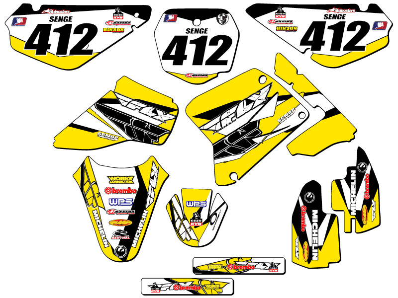 Kit de gráficos Senge amarillo 2001-2004 RM 85 13 FLY compatible con Suzuki - Imagen 2 de 10