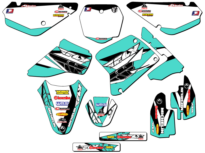 Kit de gráficos Senge turquesa 2001-2004 RM 85 13 FLY compatible con Suzuki - Imagen 8 de 10