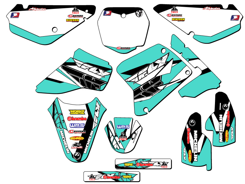 Kit de gráficos Senge turquesa 2005-2023 RM 85 13 FLY compatible con Suzuki - Imagen 8 de 10