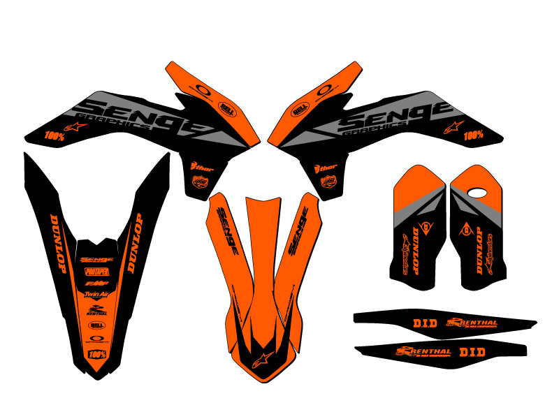 Kit de gráficos EXC-F BINARY Orange Senge 2016 compatible con KTM - Imagen 2 de 10