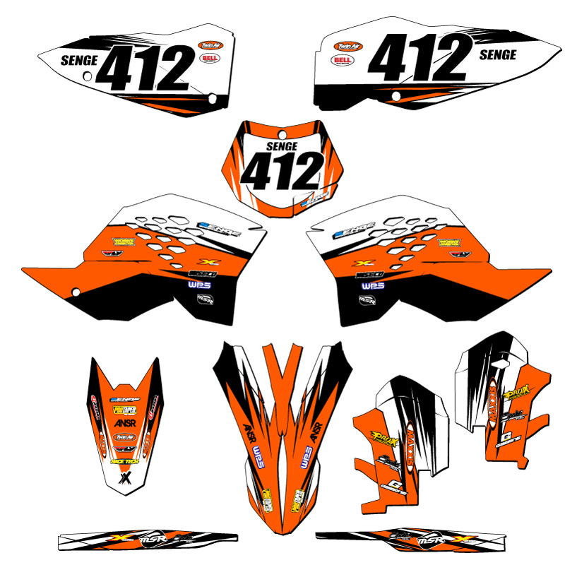 2007-2010 SX VELOCITY Orange Senge Graphics Kit Compatible with KTM - Picture 8 of 10