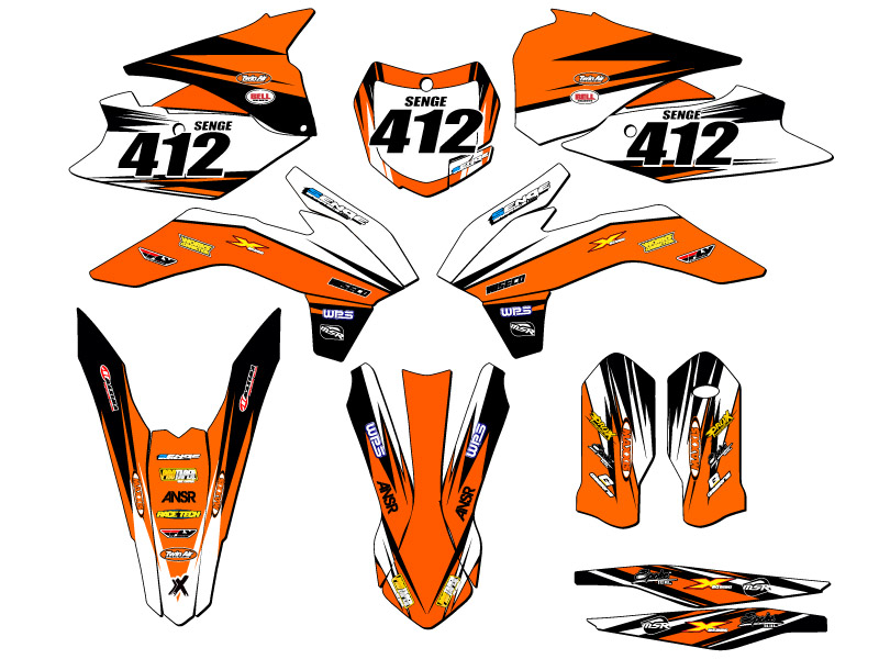 2016 250 SOLO (MODELO TEMPRANO) SX VELOCITY Orange Senge kit de gráficos compatible - Imagen 8 de 10