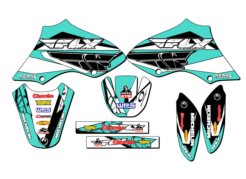 All Years JR 80 13 FLY Turquoise Senge Graphics Kit Compatible with Suzuki - Picture 5 of 10