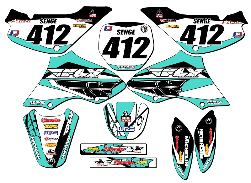 All Years JR 80 13 FLY Turquoise Senge Graphics Kit Compatible with Suzuki - Picture 2 of 10