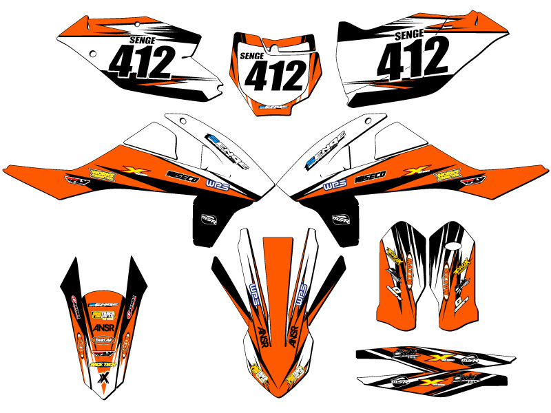 2016.5-2018 250 ONLY SX VELOCITY Orange Senge kit de gráficos compatible con KTM - Imagen 8 de 10