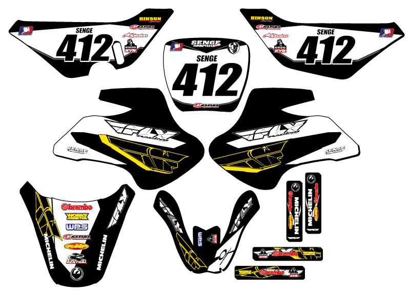 2000-2006 JR 50 13 FLY Black Senge Graphics Kit Compatible with Suzuki - Picture 8 of 10