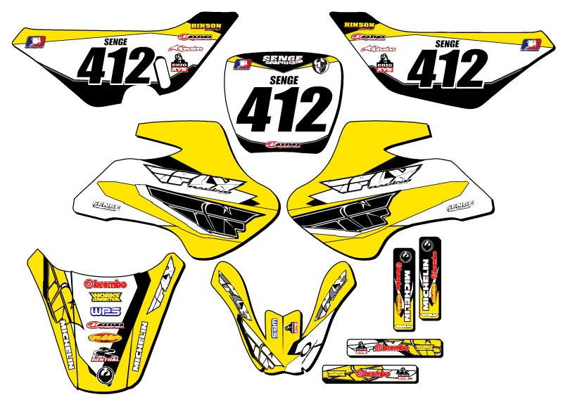 2000-2006 JR 50 13 FLY Yellow Senge Graphics Kit Compatible with Suzuki - Picture 2 of 10