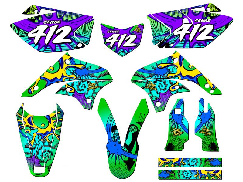 Kit de gráficos KLX 450 ZANY 2008-2018 verde Senge compatible con Kawasaki - Imagen 8 de 10