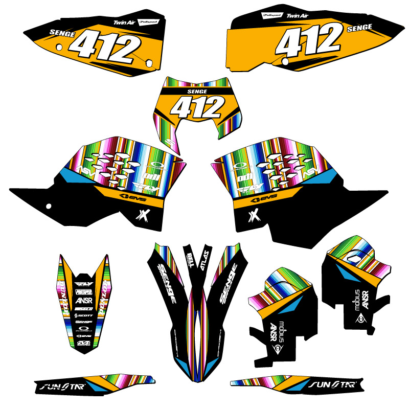 2008-2011 EXC-F SERAPE Black Senge Graphics Kit Compatible with KTM - Foto 8 di 10