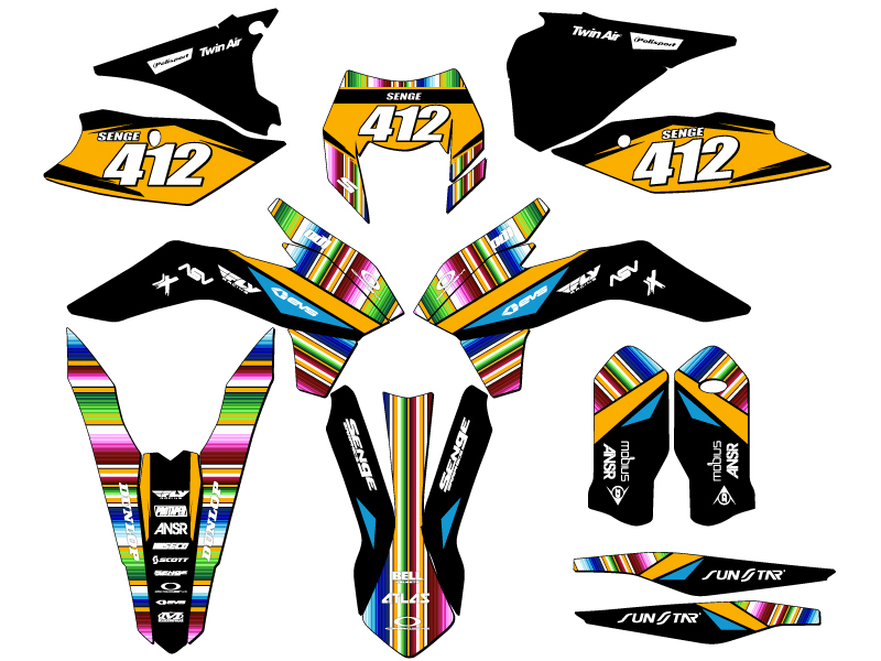 EXC-F SERAPE 2016 Black Senge kit de gráficos compatible con KTM - Imagen 8 de 10