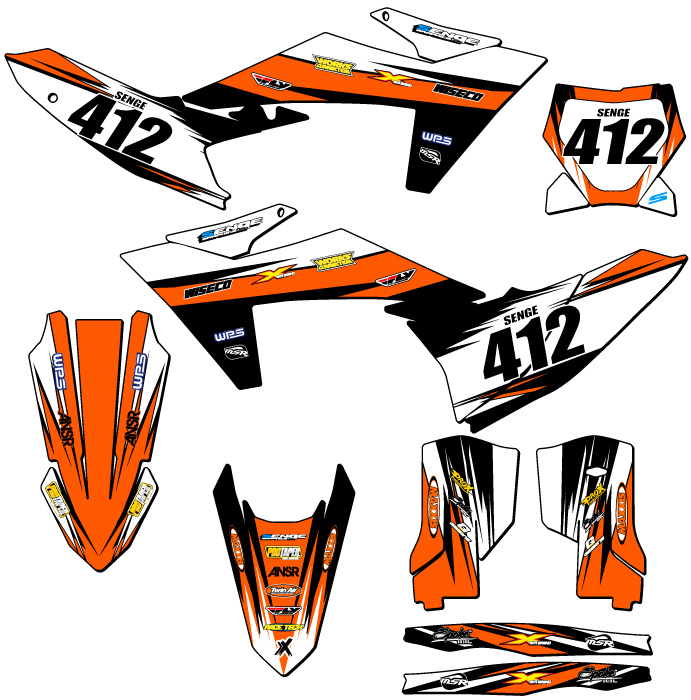Kit de gráficos SX VELOCITY Orange Senge 2023-2024 compatible con KTM - Imagen 8 de 10
