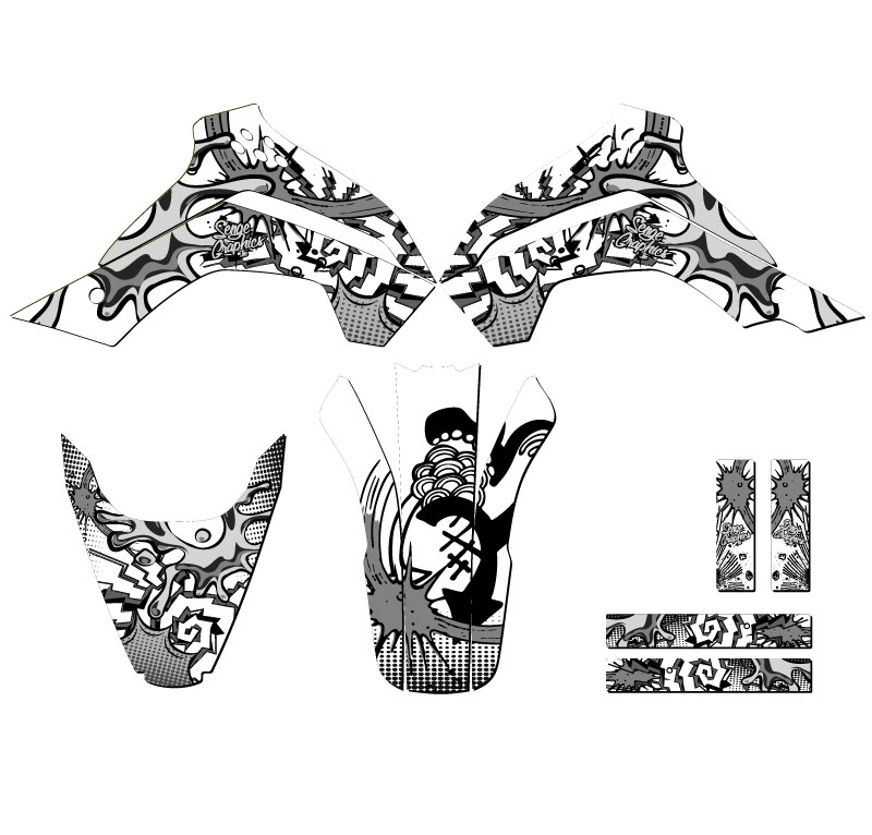 2008-2018 KLX 140 ZANY White Senge Graphics Kit Compatible with Kawasaki - Bild 2 von 10