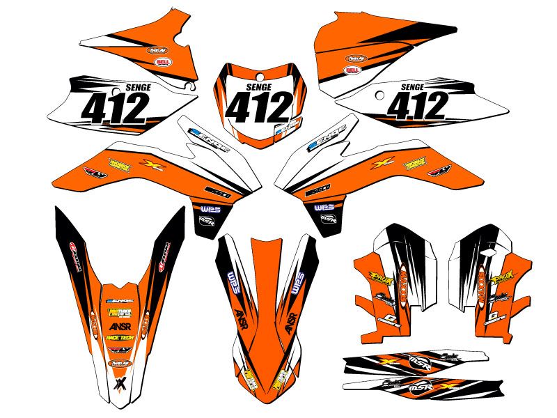 2013-2014 XC VELOCITY Orange Senge Graphics Kit Compatible with KTM - Picture 8 of 10