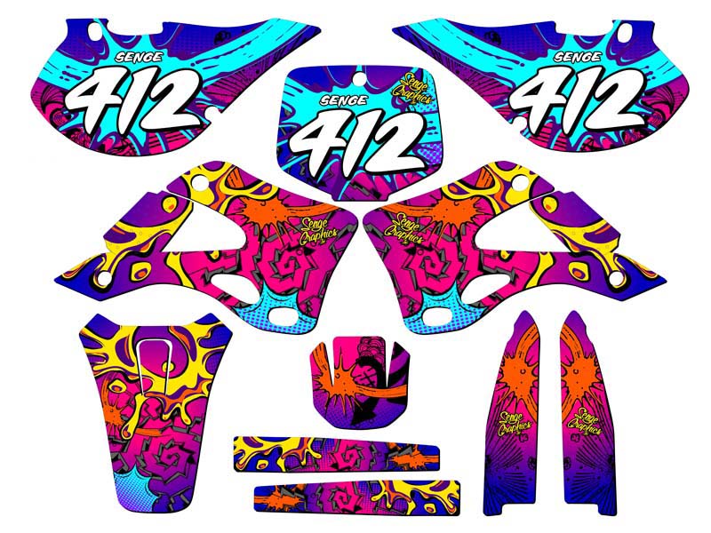 Kit de gráficos KX 250 ZANY Pink Senge 1999-2002 compatible con Kawasaki - Imagen 8 de 10